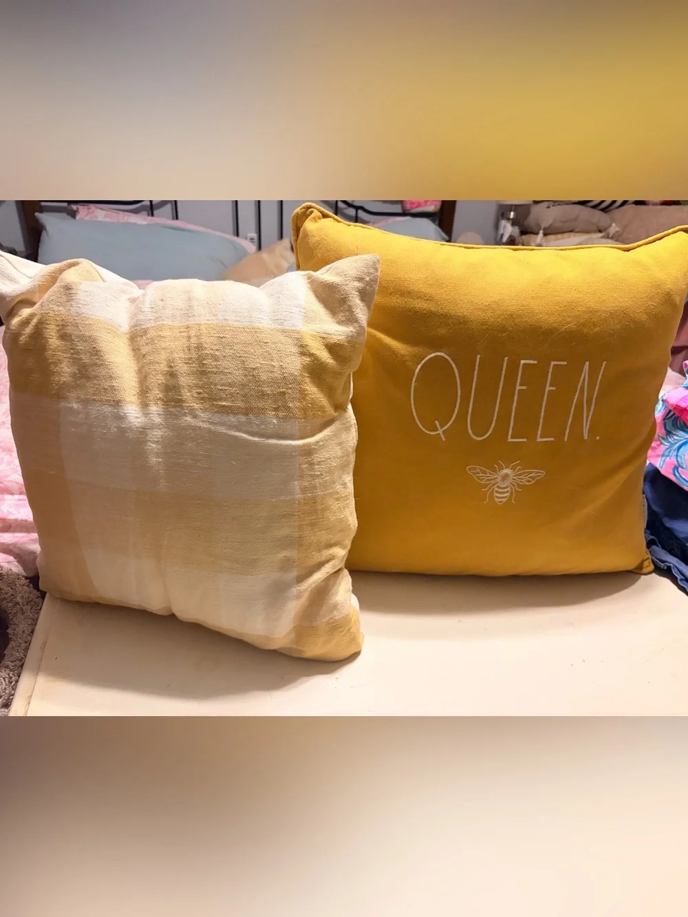 Yellow Decorative Throw Pillow Set - Queen Accent Cushion
